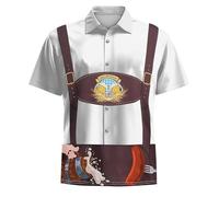 Camicia da uomo Oktoberfest, camicia hawaiana da uomo, a maniche corte, divertente con stampa a V, scollo a V, anni '90, festival hawaiani, abbigliamento hip hop, camicia tradizionale moderna da uomo