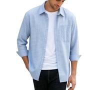 Camicia da uomo oversize da falegname, a maniche lunghe, a quadretti, in cotone, per il tempo libero, business, casual, da lavoro, classica, vintage, morbida e comoda per il tempo libero, R blu 1, M