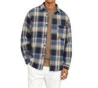 Camicia da uomo oversize da falegname, a maniche lunghe, a quadretti, in cotone, per il tempo libero, business, casual, da lavoro, classica, vintage, morbida e comoda per il tempo libero, Q blu navy