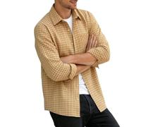 Camicia da uomo oversize da falegname, a maniche lunghe, a quadretti, in cotone, per lavoro, casual, classica, vintage, morbida, confortevole, per il tempo libero, R Giallo, XXXXL