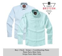 Camicia da uomo Oxford button down 1 tinta unita + 1 set combinato a righe
