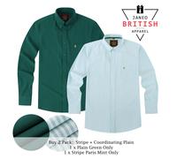 Camicia da uomo Oxford button down 1 tinta unita + 1 set combinato a righe