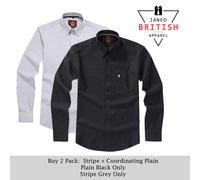 Camicia da uomo Oxford button down 1 tinta unita + 1 set combinato a righe