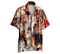 Camicia da uomo per Halloween, a maniche corte, divertente, a maniche corte, con stampa fantasma, per il tempo libero, morbida, comoda, per feste
