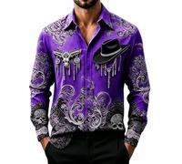 Camicia da uomo per Halloween, cappello da cowboy con teschio grafico e