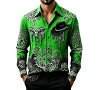 Camicia da uomo per Halloween, cappello da cowboy con teschio grafico e