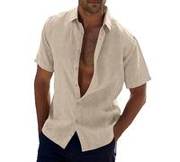 Camicia da uomo per il tempo libero con maniche corte, colletto rovesciato, abbottonatura, formale, versatile, indossabile