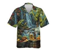 Camicia da uomo per Oktoberfest, camicia hawaiana, a maniche corte con stampa a V, per festival, anni '80, abbigliamento hawaiano, vestibilità normale, classica, per feste