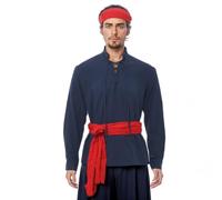 Camicia da uomo pirata vichinga medievale, costume celtico rinascimentale, steampunk, gotico, camicia a maniche lunghe, con lacci, per Halloween, Hobbit, blu navy, XXL