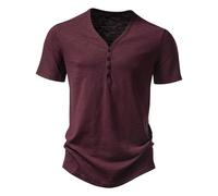 Camicia da uomo Polo da uomo a maniche corte 2024 Nuovi uomini Casual Sport Tinta unita Manica Corta Button Down Camicia Top Polo, Rosso, XXL