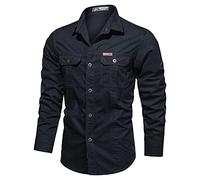 Camicia da uomo slim fit, safari da uomo, Jo Nesbo, zaino da giorno, da donna, foderata in verde oliva, colore nero, camicia a maniche lunghe, giacca dell'esercito federale, gilet, vacanze, nesbo