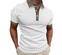 Camicia da uomo tinta unita 2026 Top di base Nuova camicia a maniche corte da uomo tinta unita Camicia a spalla da tre uomini Henley camicetta per uomo 2026 Golf Tee, bianco, XL