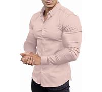 Camicia da uomo, tinta unita, elasticizzata, a maniche lunghe, da uomo, vestibilità muscolare, atletica, aderente, a maniche lunghe, elasticizzata, casual, con bottoni, Pk2, 4XL
