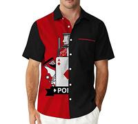 Camicia da uomo vintage da bowling poker anni '50 retrò a maniche corte con abbottonatura stile hawaiano