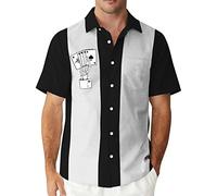 Camicia da uomo vintage da poker bowling anni '50 retrò a maniche corte abbottonatura camicie hawaiane, Mano di sch, S