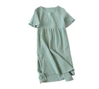 Camicia De. Nuit Femme - Babydoll Cotton Summer - Vestito a maglietta di grandi dimensioni, body sexy chic, manica corta, da donna, sotto abbigliamento allattamento, maglietta da notte nera, Z2-verde