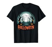 Camicia della Foresta infestata spettrale Halloween Pipistrelli Luna Notte Maglietta