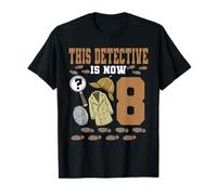Camicia di compleanno detective 8° compleanno bambini ragazzo lente d'ingrandimento Maglietta