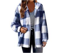 Camicia di flanella scozzese da donna - Camicia di flanella con cappuccio a maniche lunghe oversize giacca con zip intera comoda felpa a quadri alla moda antivento giacche con cappuccio leggere felpe