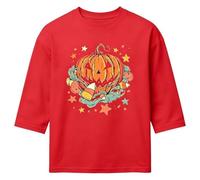 Camicia di Halloween da uomo, maglioni girocollo, Felpa da uomo senza cappuccio stampata, maniche a 3/4, grafica caramella di Halloween basica, divertente zucca
