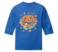 Camicia di Halloween da uomo, maglioni girocollo, Felpa da uomo senza cappuccio stampata, maniche a 3/4, grafica caramella di Halloween basica, divertente zucca