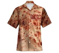 Camicia di Halloween per uomo taglia grande pigiama uomo stampa sanguinosa camicie uomo manica corta allentato top con bottoni casual all'aperto festa di Halloween, Verde, M