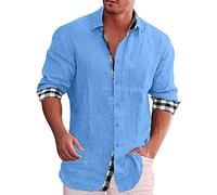 Camicia di Jeans Uomo Casual Camicie da Invernale Maglie Cotone Manica Lunga Lavoro Scollo a V Magliette Pacco Trend T-Shirt Anime Kawaii