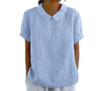 Camicia di Lino Donna Manica Corta Curvy Top Cotone Elegante Blusa Estiva Fantasia Offerte T Shirt Primavera 2025 Moda Camicie Boho Taglie Forti Maglietta Leggera Vintage Magliette Casual Floreale