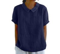 Camicia di Lino Donna Manica Corta Curvy Top Cotone Elegante Blusa Estiva Fantasia Offerte T Shirt Primavera 2025 Moda Camicie Boho Taglie Forti Maglietta Leggera Vintage Magliette Casual Floreale