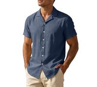 Camicia di Lino Uomo, Camicia Casual Traspirante in Tessuto Misto per Una vestibilità Comoda e Rilassata, con Bottoni e Maniche Lunghe.