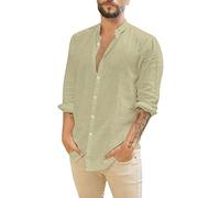 Camicia di Lino Uomo Estiva Coreana Camicie Cotone Leggera Firmata Bluse Manica Lunga Casual Traspirante Elegante Camicia Spiaggia Botton Down Classica Comode Camicia da Lavoro Moda Primavera 2025