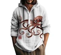 Camicia di Lino Uomo Estiva Elegante Camicie Cotone con Cappuccio Bianca Slim Fit Camicia Ufficio Coreana No Stiro Bluse Fantasia Hawaiana Comode Camicia Mare per Spiaggia Vacanze