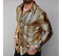 Camicia di moda a manica lunga monopetto con texture, autunnale, per la stagione fredda L,M,S,XL,XXLstampa dappertuttoTessuto intrecciato