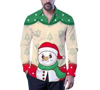 Camicia di Natale da uomo 2025 camicia di Natale camicia di Natale abbigliamento di Natale divertente camicia di Natale cotone uomini divertenti 2026, Altro., L