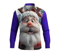 Camicia di Natale da uomo divertente stampa Babbo Natale pupazzo di neve camicia di Natale brutta renna grafica 3D top da uomo novità albero di Natale scintillante manica lunga button down t-shirt