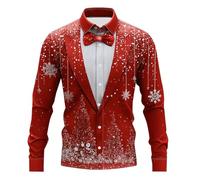 Camicia di Natale da uomo divertente stampa Babbo Natale pupazzo di neve camicia di Natale brutta renna grafica 3D top da uomo novità albero di Natale scintillante manica lunga button down t-shirt