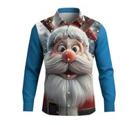 Camicia di Natale da uomo divertente stampa Babbo Natale pupazzo di neve camicia di Natale brutta renna grafica 3D top da uomo novità albero di Natale scintillante manica lunga button down t-shirt