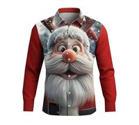 Camicia di Natale da uomo divertente stampa Babbo Natale pupazzo di neve camicia di Natale brutta renna grafica 3D top da uomo novità albero di Natale scintillante manica lunga button down t-shirt