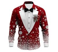 Camicia di Natale da uomo divertente stampa Babbo Natale pupazzo di neve camicia di Natale brutta renna grafica 3D top da uomo novità albero di Natale scintillante manica lunga button down t-shirt