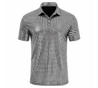 Camicia di Natale da uomo per il tempo libero con colletto flip lucido paillettes camicie da uomo tinta unita quarto button down camicia a maniche corte slim fit discoteca costume natalizio magliette