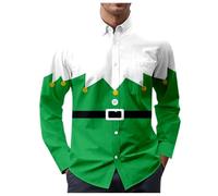 Camicia di Natale Uomo, Camicia Uomo Manica Lunga Casual Abbottonata a Maniche Lunghe Camicia Floreale Stampata di Natale Stile Casual Camicia Rossa Uomo per La Festa di Natale