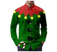 Camicia Di Natale Uomo Elegante, Camicia Uomo Slim Fit Abbottonata a Maniche Lunghe, Camicetta Colletto Risvolto Stampata Natalizia T Shirt Christmas Print Divertenti Top Hawaiana Festa Vacanze Casual