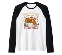 Camicia di Pan di Zenzero del Massachusetts MA Xmas Trees Barca Maglia con Maniche Raglan
