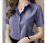 Camicia di seta a maniche corte elegante e chic, stile retrò di Hong Kong, in raso, per l'estate e la primavera L,M,S,XL,XS,XXLPoliestere