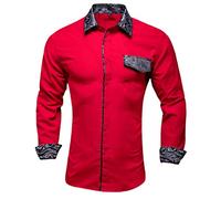 Camicia di seta nera rossa per uomo arrivo camicia maschile slim fit camicia da uomo manica lunga stile britannico camicia da uomo ufficio affari, CY-1203, XL