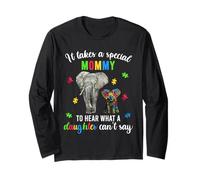 Camicia di sostegno familiare per la consapevolezza dell'autismo, Autism Mommy Elephant Maglia a Manica