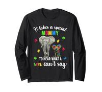 Camicia di sostegno familiare per la consapevolezza dell'autismo, Autism Mommy Elephant Maglia a Manica