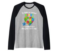 Camicia di sostegno familiare per la consapevolezza dell'autismo della mamma, divertente rompicapo a forma di cuore Maglia con Maniche Raglan