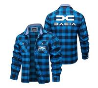 Camicia di Uomo per da.Ci-a, Camicia Morbida e Calda Uomo, per Autunno e Inverno alla Moda, Vintage(Blue,4XL)