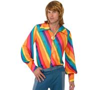Camicia Disco Arcobaleno Da Uomo Anni '70 Groovy Hippie Costumi